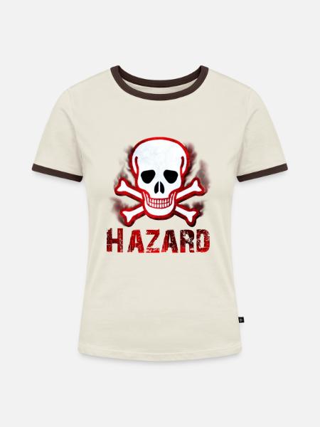 Gefahr Schädel Symbol - Frauen Kontrast-T-Shirt - Off-White/Dunkelbraun