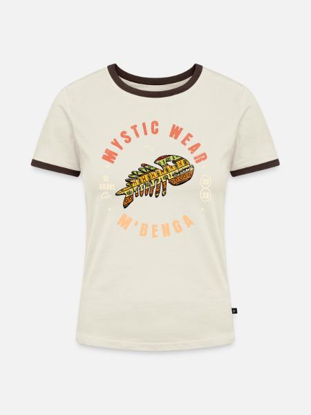 Mystic Wear M'Benga - Frauen Kontrast-T-Shirt - Off-White/Dunkelbraun