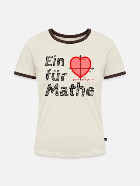 Ein Herz für Mathe - Frauen Kontrast-T-Shirt - Off-White/Dunkelbraun