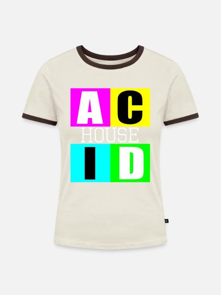 Acid-House-Musik - Frauen Kontrast-T-Shirt - Off-White/Dunkelbraun