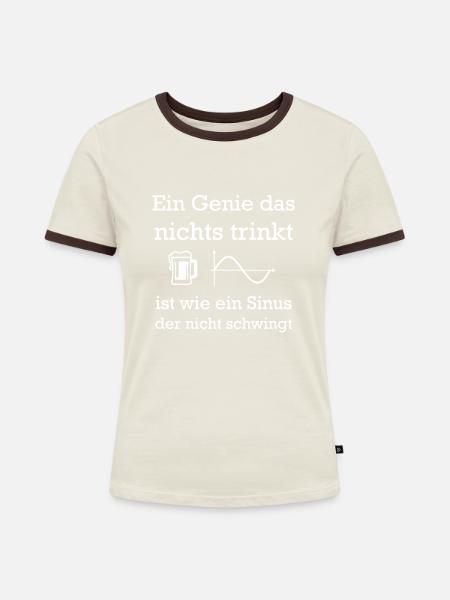 Genie Sinus - Frauen Kontrast-T-Shirt - Off-White/Dunkelbraun