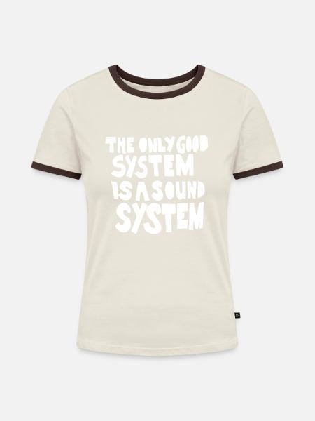 Soundsystem - Frauen Kontrast-T-Shirt - Off-White/Dunkelbraun