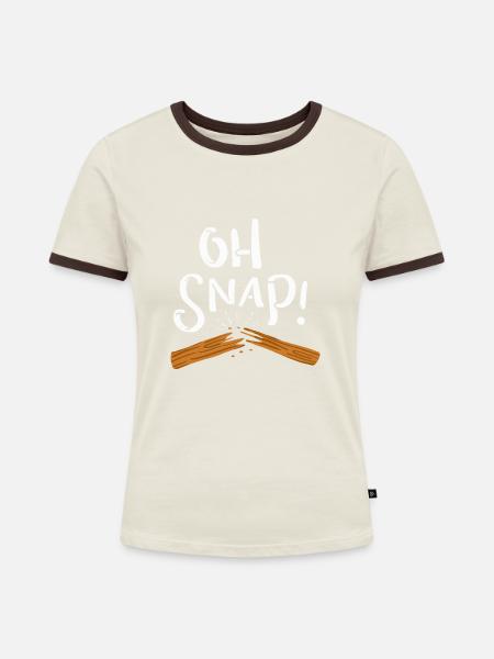 Oh snap! Durchgebrochen - Frauen Kontrast-T-Shirt - Off-White/Dunkelbraun