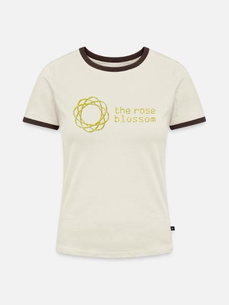 Rose Essence - Frauen Kontrast-T-Shirt - Off-White/Dunkelbraun