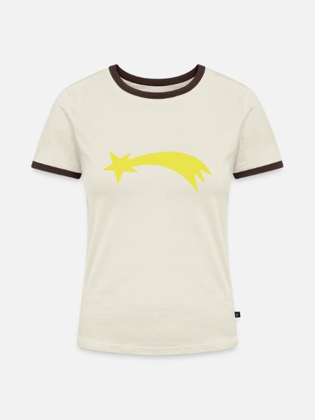 Stern - Frauen Kontrast-T-Shirt - Off-White/Dunkelbraun