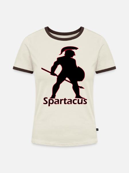 Spartacus - Frauen Kontrast-T-Shirt - Off-White/Dunkelbraun