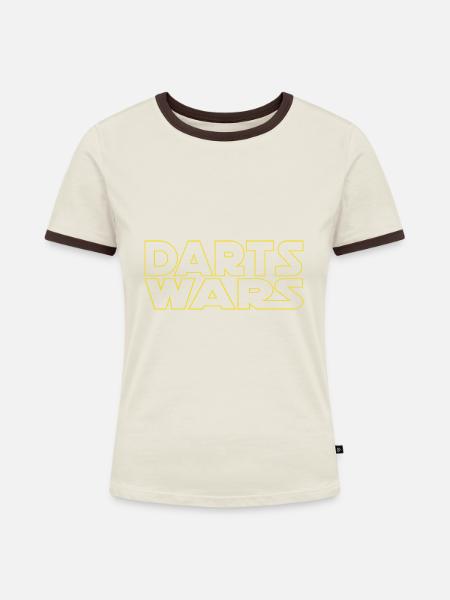 DARTS WARS - Frauen Kontrast-T-Shirt - Off-White/Dunkelbraun