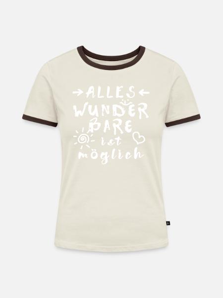 Wunder Glücksbringer Erfolg Spruch Affirmation - Frauen Kontrast-T-Shirt - Off-White/Dunkelbraun