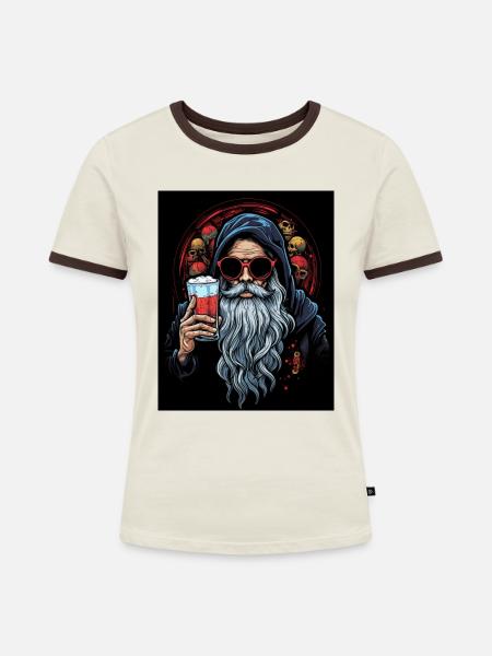 Bierliebhaber - Frauen Kontrast-T-Shirt - Off-White/Dunkelbraun
