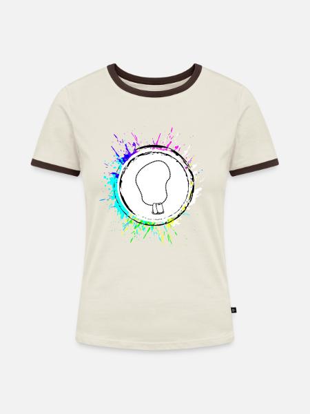 Abzeichen Icon symbol - Frauen Kontrast-T-Shirt - Off-White/Dunkelbraun