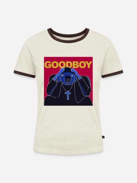 Goodboy - Frauen Kontrast-T-Shirt - Off-White/Dunkelbraun