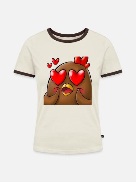 Love - Frauen Kontrast-T-Shirt - Off-White/Dunkelbraun