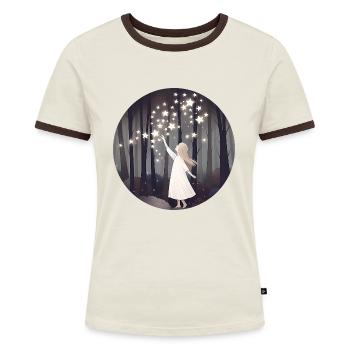 Die Sterntaler - Frauen Kontrast-T-Shirt - Off-White/Dunkelbraun - Vorne - AI Model Female 172 dark (172cm)