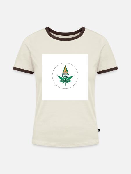 Joint - Frauen Kontrast-T-Shirt - Off-White/Dunkelbraun