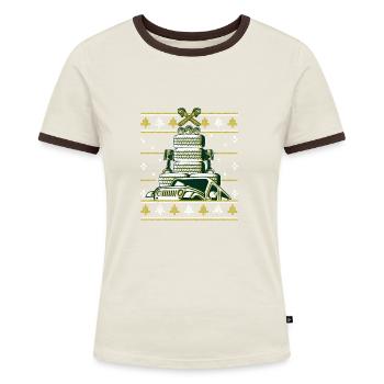 Auto Tuning Weihnachten Tuner Auto Schrauber Reife - Frauen Kontrast-T-Shirt - Off-White/Dunkelbraun - Vorne - AI Model Female 172 dark (172cm)