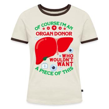Organspender Organspende Organtransplantation - Frauen Kontrast-T-Shirt - Off-White/Dunkelbraun - Vorne - AI Model Female 172 dark (172cm)