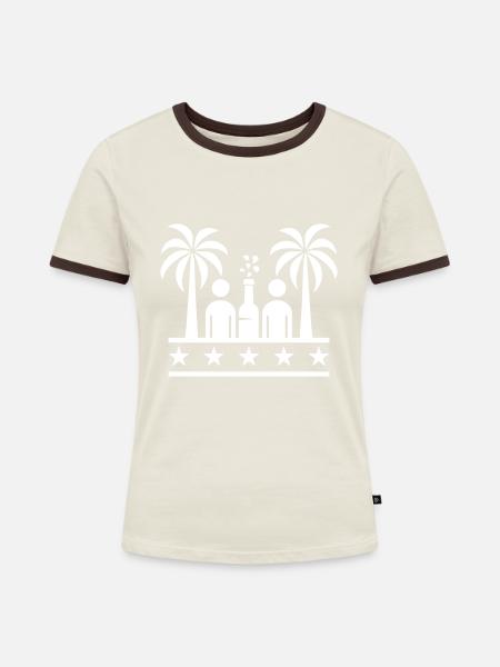Drinking Beach Party - Frauen Kontrast-T-Shirt - Off-White/Dunkelbraun