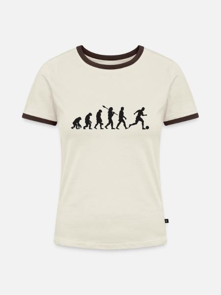 Evolution Fußball - Frauen Kontrast-T-Shirt - Off-White/Dunkelbraun
