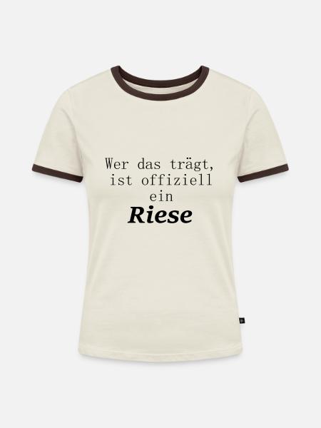 Riese - Frauen Kontrast-T-Shirt - Off-White/Dunkelbraun
