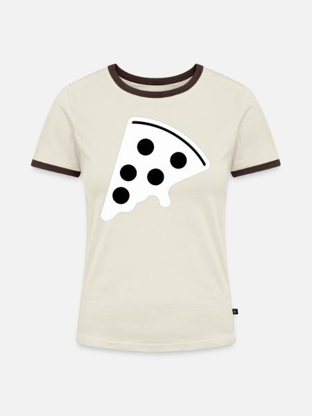 Pizza Geschenkidee Pizzastück - Frauen Kontrast-T-Shirt - Off-White/Dunkelbraun