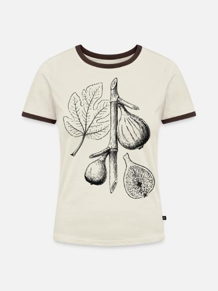 Feige-v10 [Konvertiert] - Frauen Kontrast-T-Shirt - Off-White/Dunkelbraun
