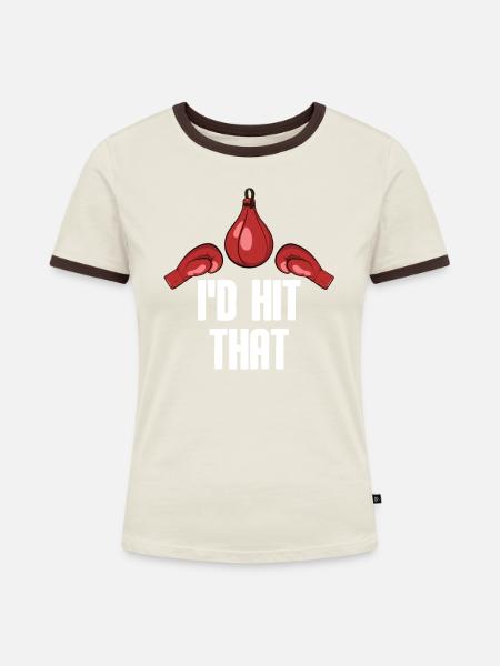 Boxen Boxkampf Boxer - Frauen Kontrast-T-Shirt - Off-White/Dunkelbraun