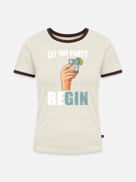 Cocktail - Frauen Kontrast-T-Shirt - Off-White/Dunkelbraun
