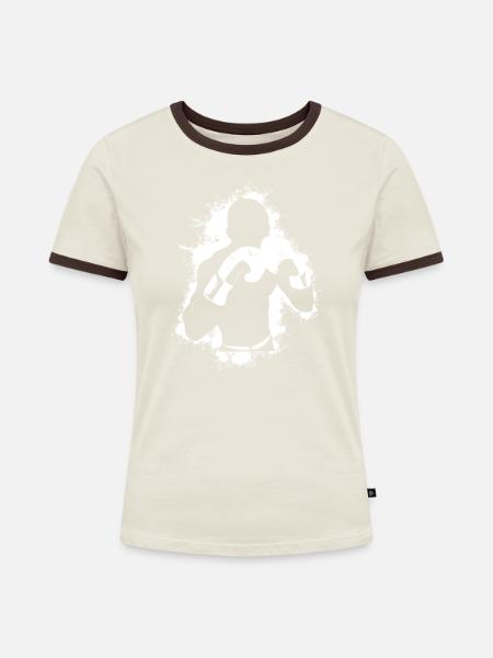 Boxen Boxkampf Boxer - Frauen Kontrast-T-Shirt - Off-White/Dunkelbraun