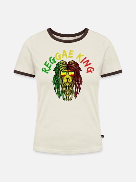 Reggae Dancehall Rasta Rastafari - Frauen Kontrast-T-Shirt - Off-White/Dunkelbraun