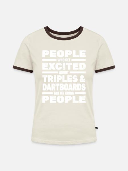 Dart Darter Dartsport - Frauen Kontrast-T-Shirt - Off-White/Dunkelbraun