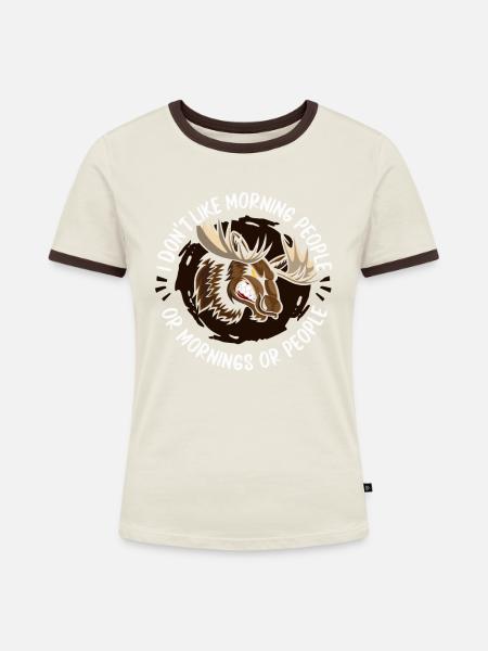 Elch - Frauen Kontrast-T-Shirt - Off-White/Dunkelbraun