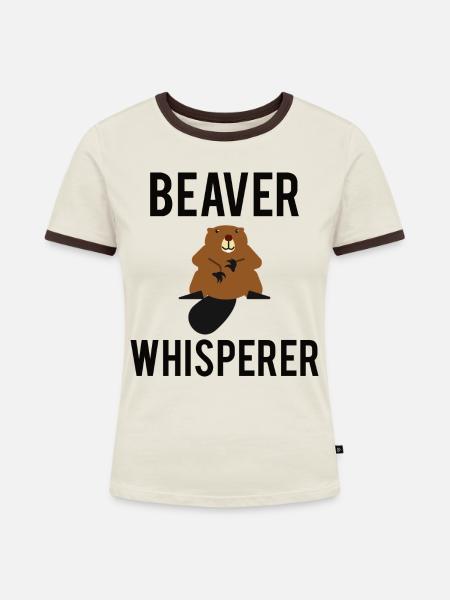 BEAVER: Beaver Whisperer - Frauen Kontrast-T-Shirt - Off-White/Dunkelbraun