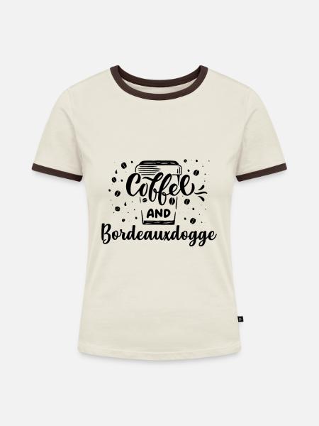 Bordeauxdogge - Frauen Kontrast-T-Shirt - Off-White/Dunkelbraun