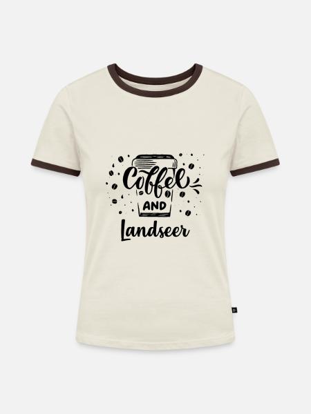 Landseer - Frauen Kontrast-T-Shirt - Off-White/Dunkelbraun