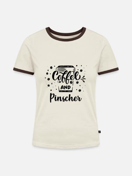 Pinscher - Frauen Kontrast-T-Shirt - Off-White/Dunkelbraun