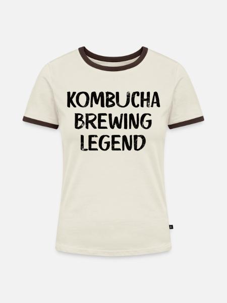 Kombucha Brewing Legend - Frauen Kontrast-T-Shirt - Off-White/Dunkelbraun
