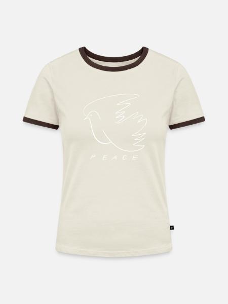 Friedenstaube - Frauen Kontrast-T-Shirt - Off-White/Dunkelbraun