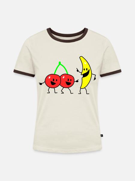fruit salad two - Frauen Kontrast-T-Shirt - Off-White/Dunkelbraun