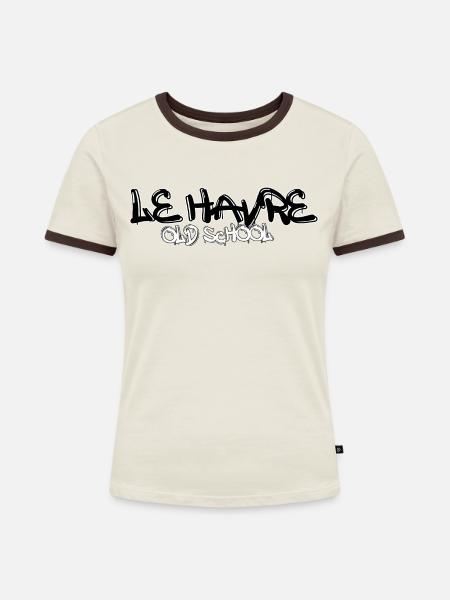 Der Hafen - Frauen Kontrast-T-Shirt - Off-White/Dunkelbraun