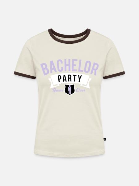 bachelor party - Frauen Kontrast-T-Shirt - Off-White/Dunkelbraun