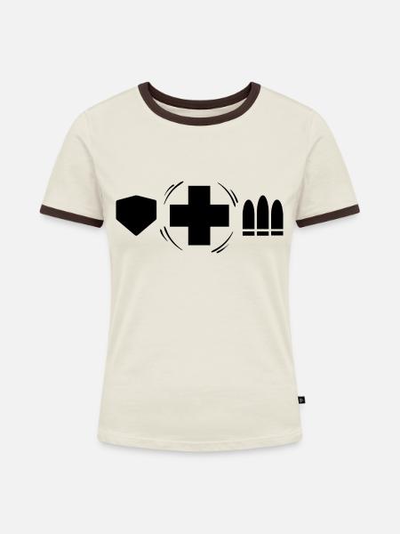 Healer - Frauen Kontrast-T-Shirt - Off-White/Dunkelbraun