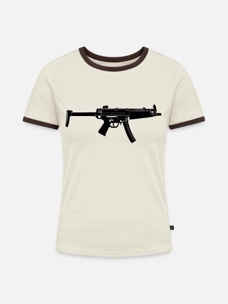 Gewehr - Frauen Kontrast-T-Shirt - Off-White/Dunkelbraun