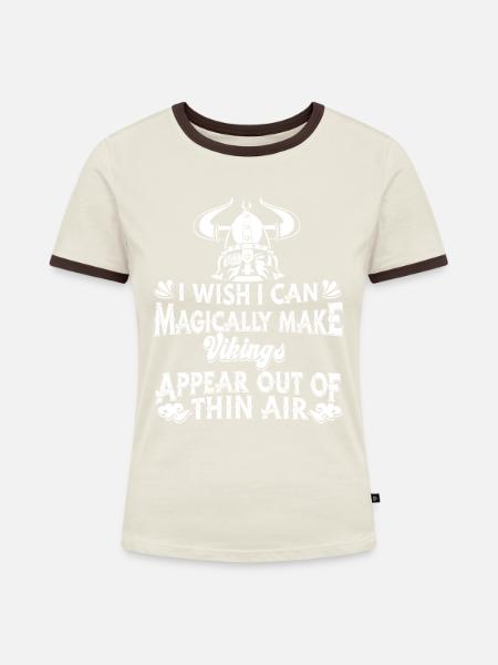Wikinger - Frauen Kontrast-T-Shirt - Off-White/Dunkelbraun