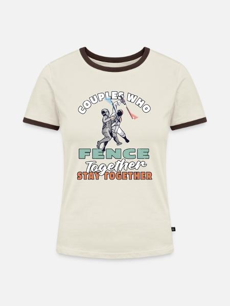 Fechten Fechter Paar - Frauen Kontrast-T-Shirt - Off-White/Dunkelbraun