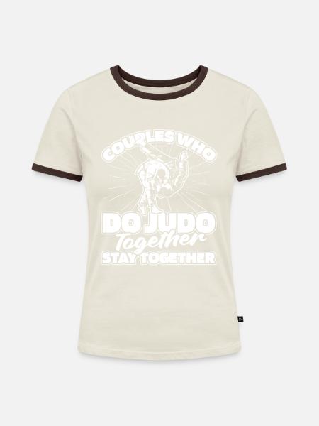 Judoka Paar - Frauen Kontrast-T-Shirt - Off-White/Dunkelbraun