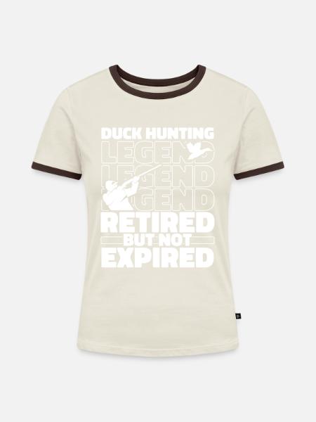 Ente Jagd Entenjagd Im Ruhestand - Frauen Kontrast-T-Shirt - Off-White/Dunkelbraun