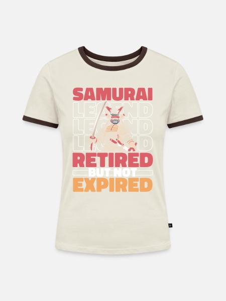 Samurai Im Ruhestand - Frauen Kontrast-T-Shirt - Off-White/Dunkelbraun