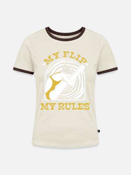 Turmspringen Turmspringer Kippen - Frauen Kontrast-T-Shirt - Off-White/Dunkelbraun