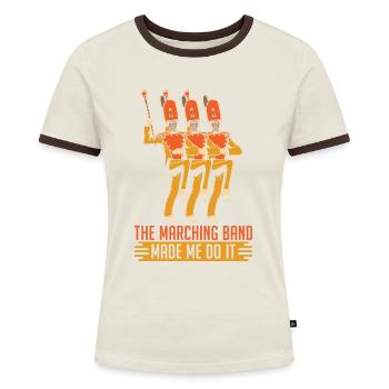 Fanfahrenzug Spielmannszug Witzig - Frauen Kontrast-T-Shirt - Off-White/Dunkelbraun - Vorne - AI Model Female 172 dark (172cm)