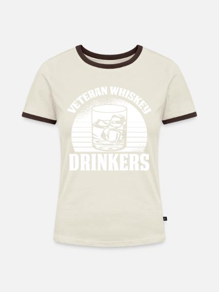 Whisky Whiskey - Frauen Kontrast-T-Shirt - Off-White/Dunkelbraun